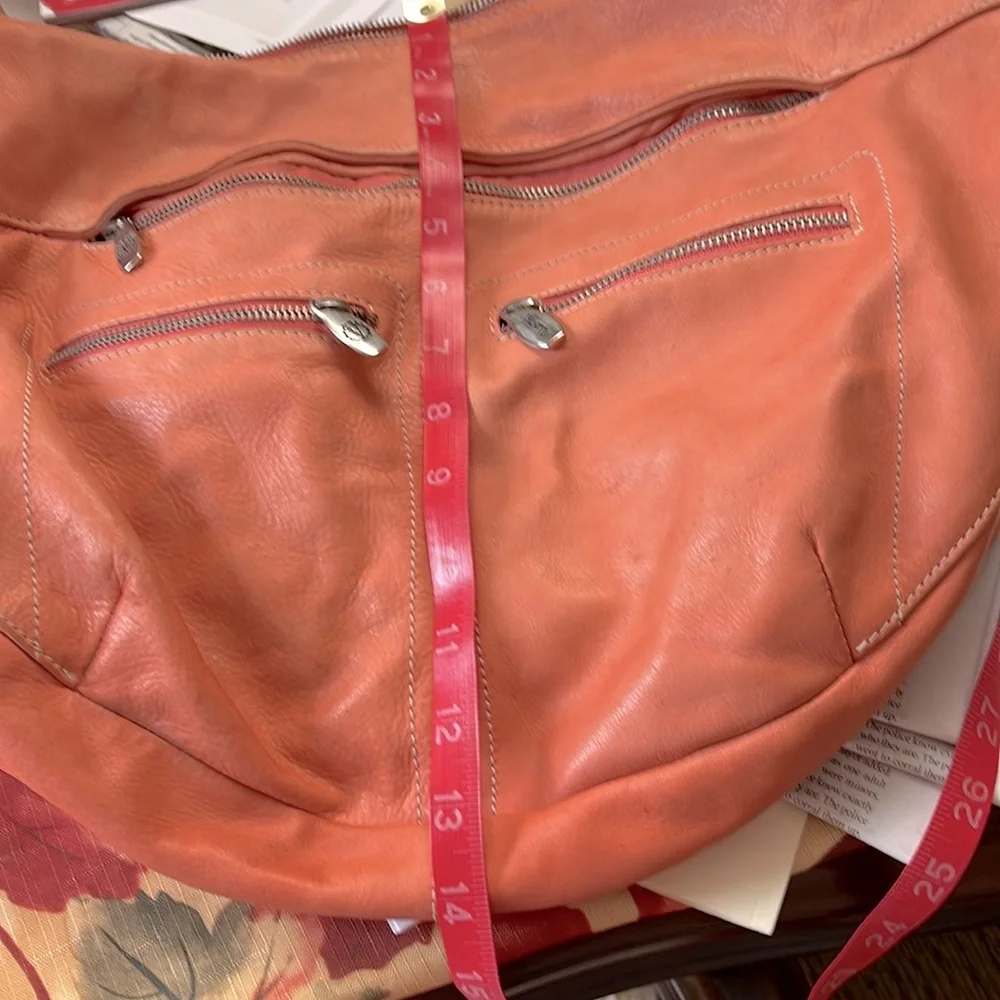 SOLD-NOT AVAILABLE Custom made in Italy! Coral leather hobo Valentina bag - Picture 11 of 13